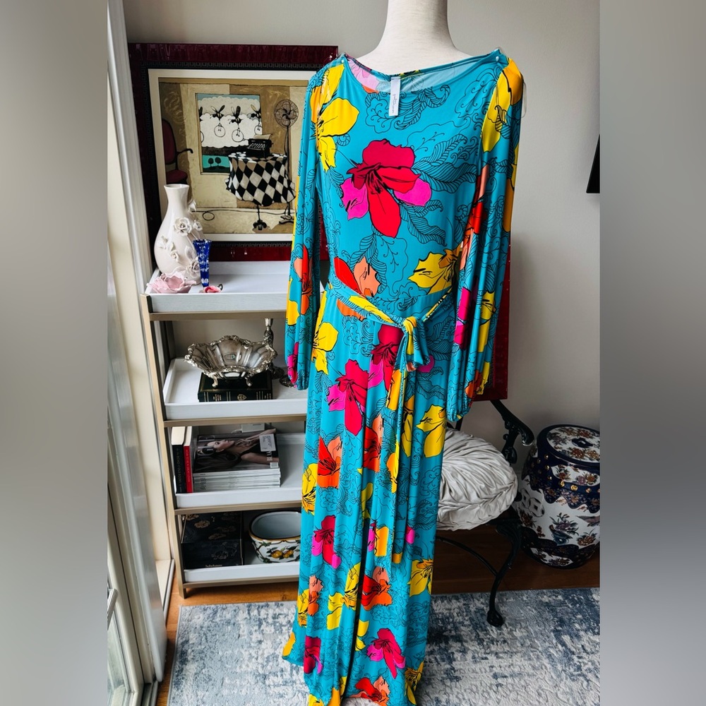 Vibrant Floral Jumpsuit in Blue and Yellow